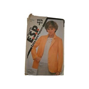 Vtg Simplicity ESP 9974 Sewing Pattern Misses Unlined Blazer Size 12 - 16 Cut